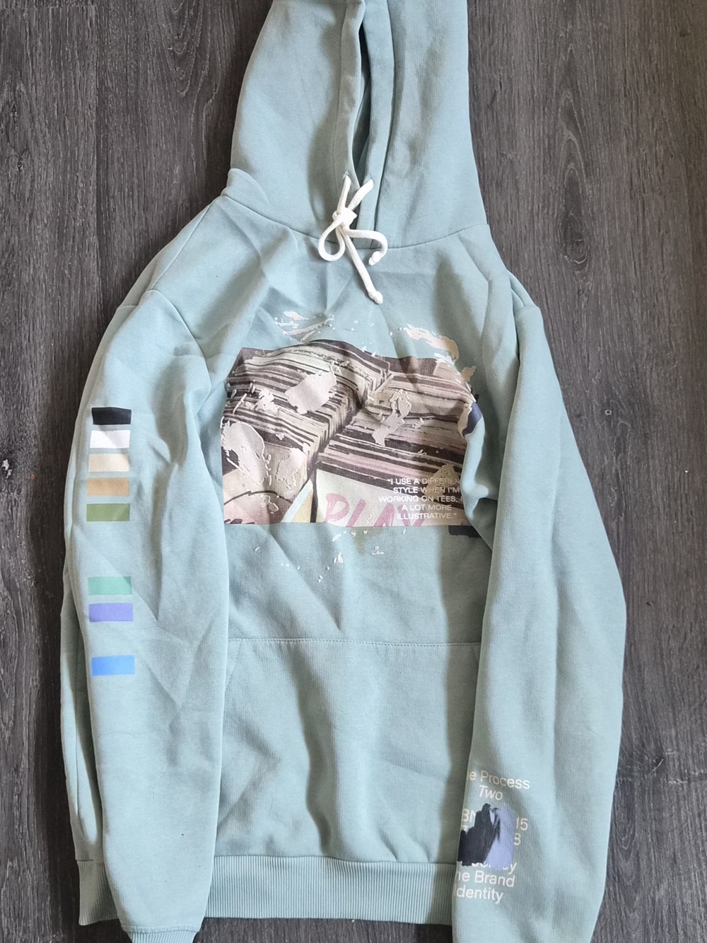 Light Teal Graphic Pullover Hoodie